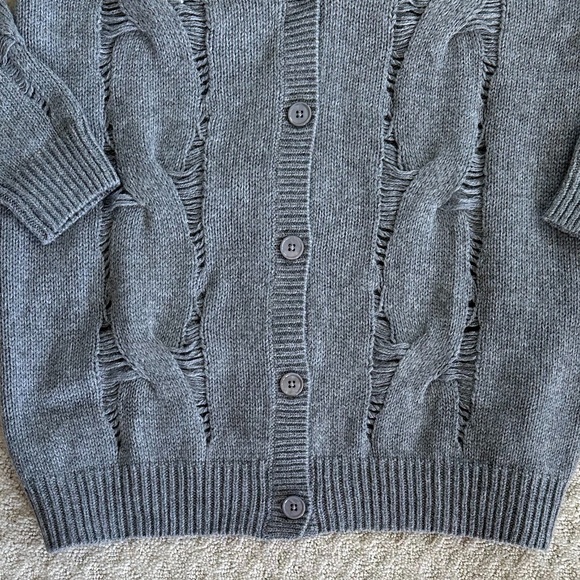 Ag Adriano Goldschmied Sandrine Button-Front Wool Blend Cardigan Gray Small Cozy - Picture 5 of 11